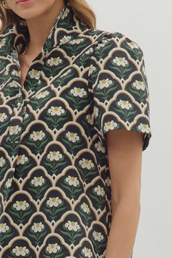 Floral High Neck Shirt