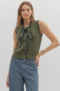 Bow Tie Sleeveless Sweater