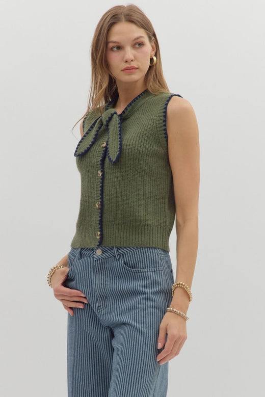Bow Tie Sleeveless Sweater