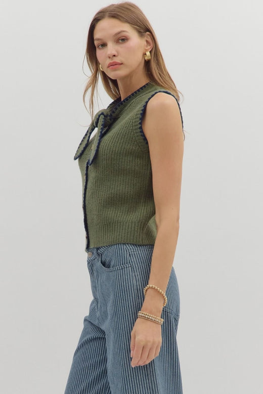 Bow Tie Sleeveless Sweater