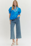 Cerulean Blue Puff Sleeve Top