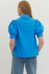 Cerulean Blue Puff Sleeve Top