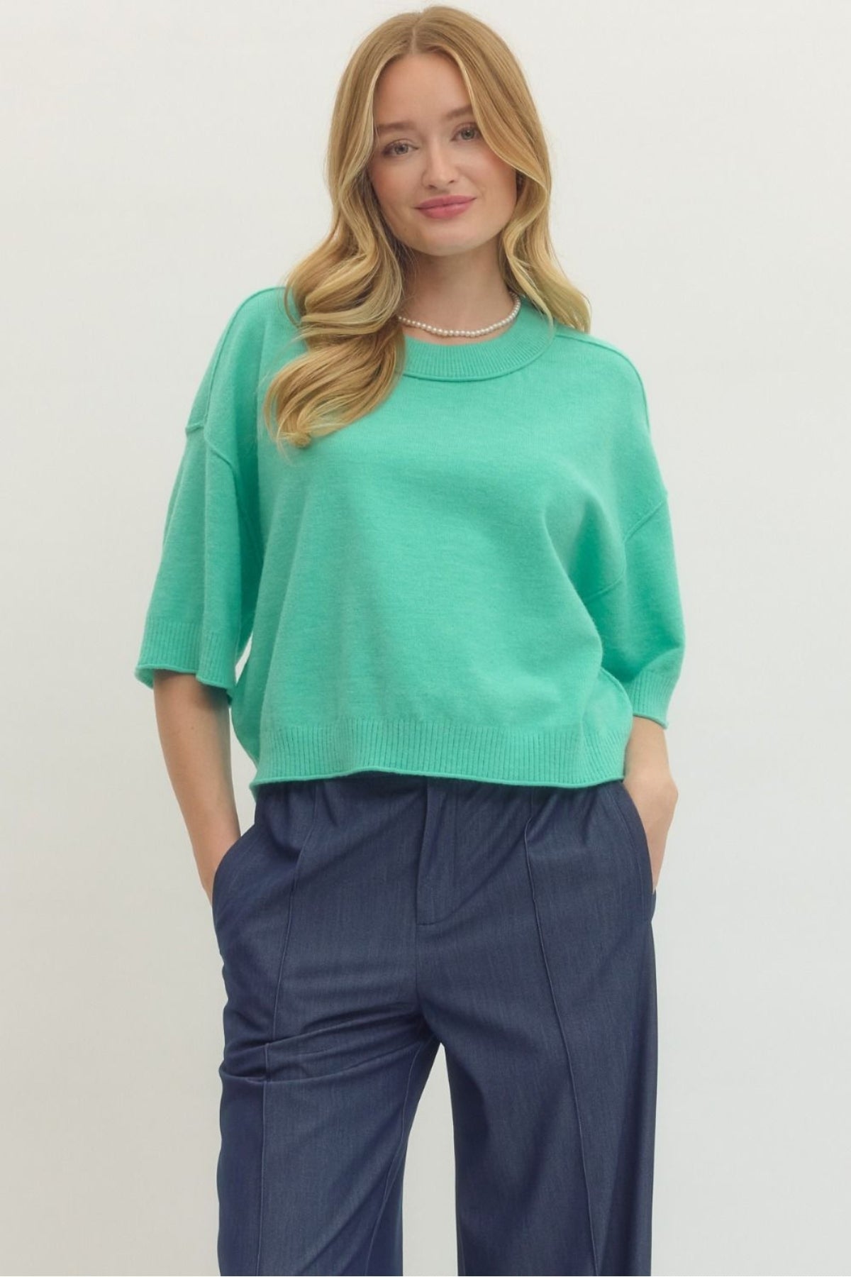 Mint Wide Sleeve Sweater