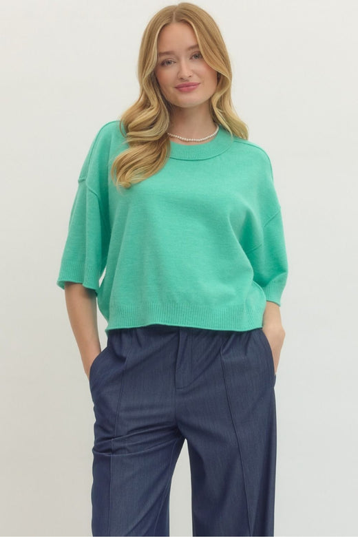 Mint Wide Sleeve Sweater