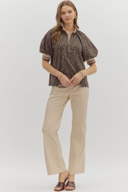 Leopard Zipper Top