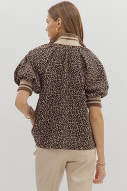 Leopard Zipper Top