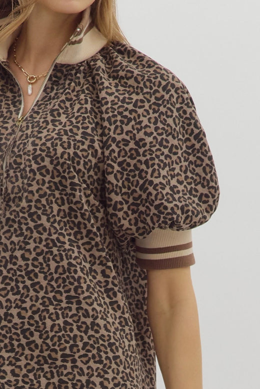 Leopard Zipper Top