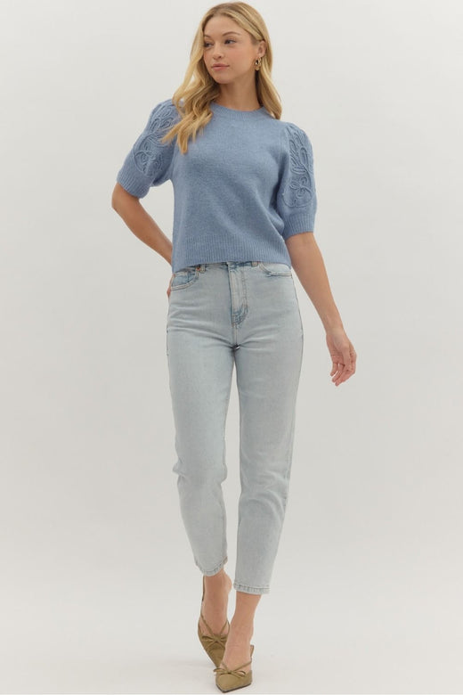 Embroidered Crew Sweater