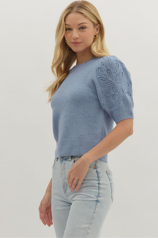 Embroidered Crew Sweater