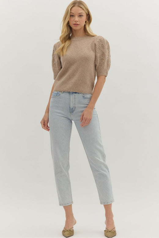 Embroidered Crew Sweater