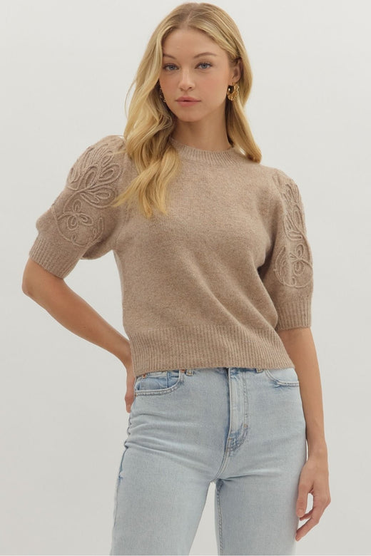 Embroidered Crew Sweater