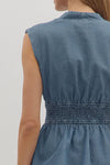 Denim Peplum Zip Shirt