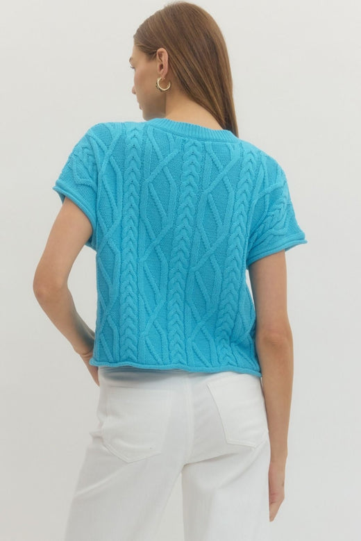 Cable Knit Short Sleeve Top