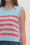 Gold Button Sleeveless Sweater