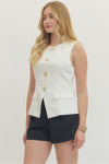 Sea Shell Button Sleeveless top