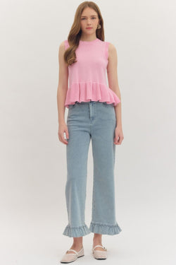 Pink Peplum Knit Shirt