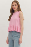 Pink Peplum Knit Shirt