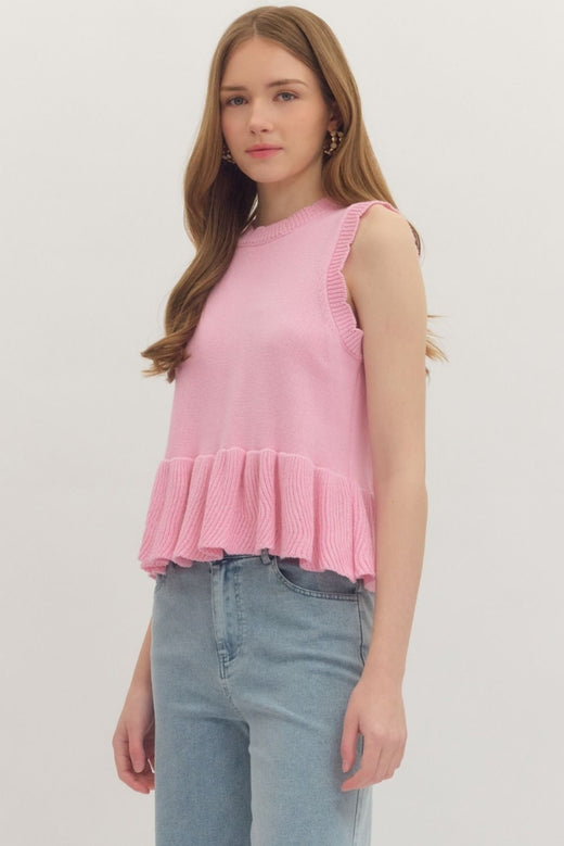 Pink Peplum Knit Shirt