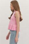 Pink Peplum Knit Shirt