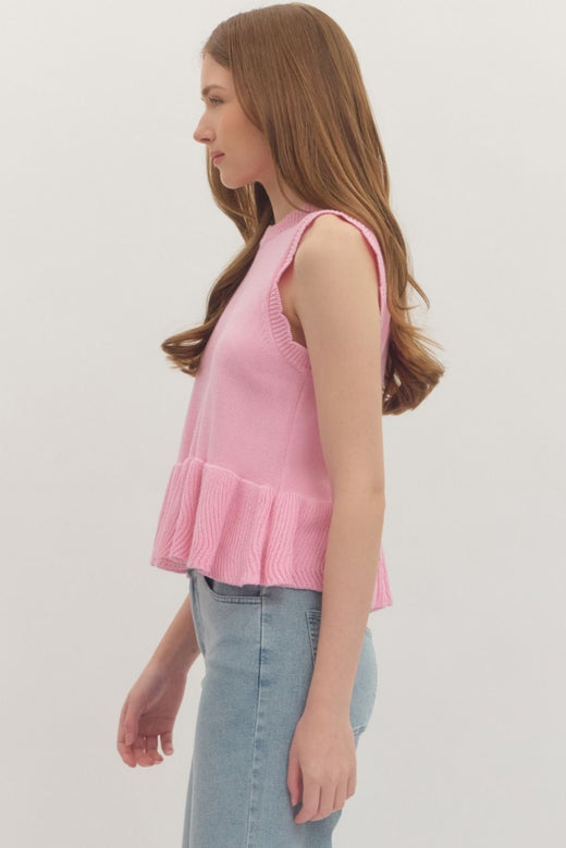 Pink Peplum Knit Shirt