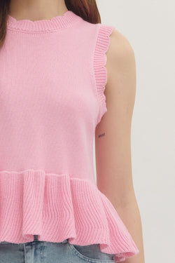 Pink Peplum Knit Shirt