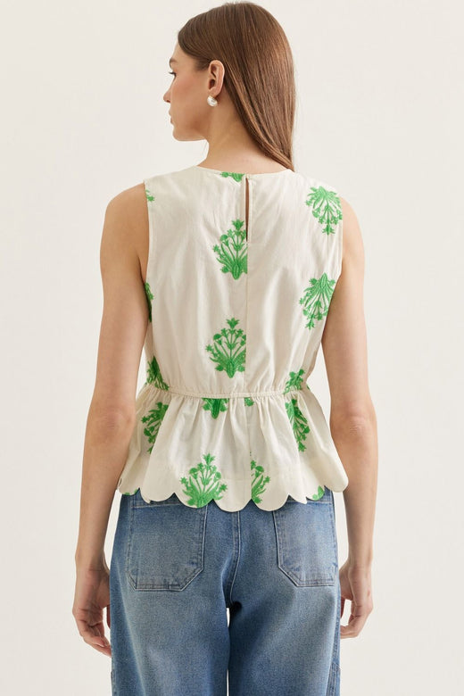 Botanical Scallop Hem Shirt