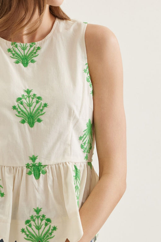 Botanical Scallop Hem Shirt