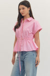 Cap Sleeve Drawstring Shirt
