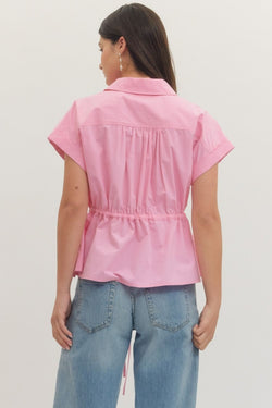 Cap Sleeve Drawstring Shirt