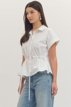 Cap Sleeve Drawstring Shirt