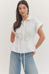 Cap Sleeve Drawstring Shirt