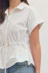 Cap Sleeve Drawstring Shirt