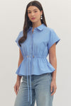 Cap Sleeve Drawstring Shirt