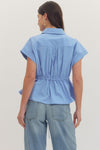 Cap Sleeve Drawstring Shirt
