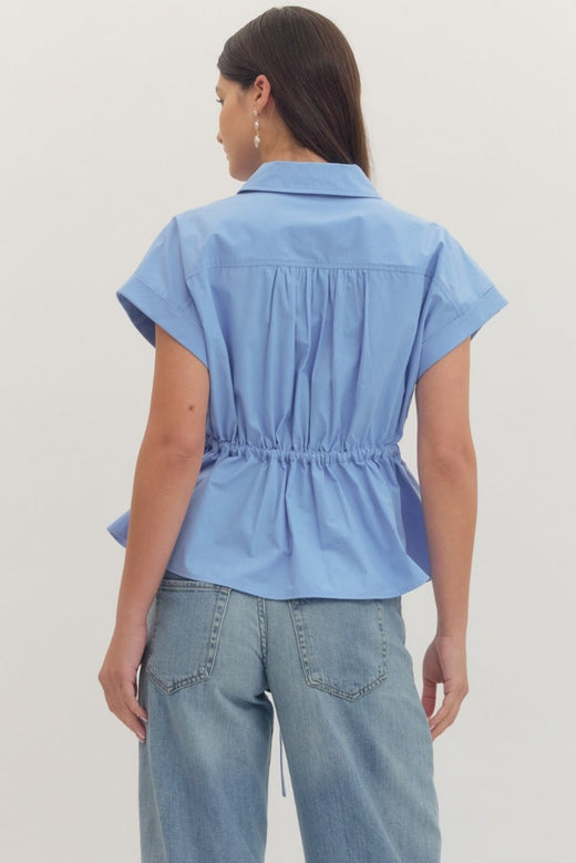 Cap Sleeve Drawstring Shirt
