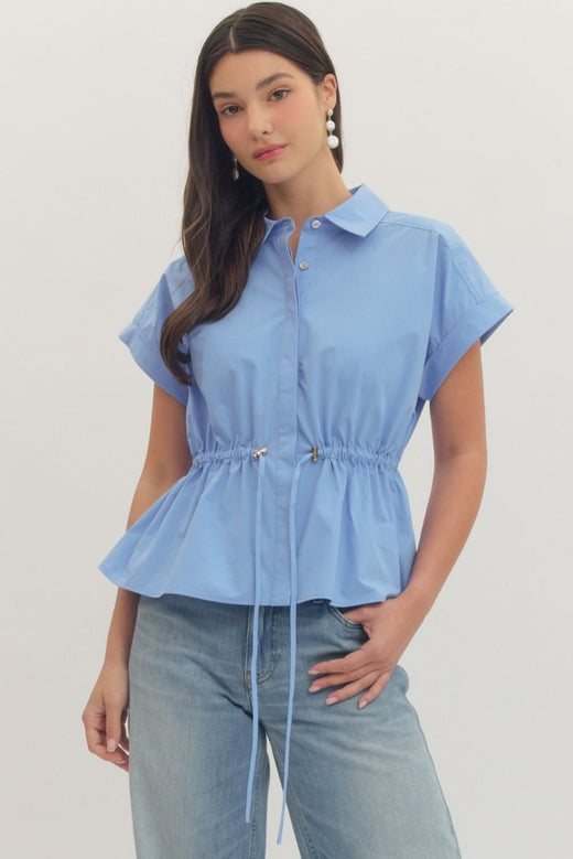 Cap Sleeve Drawstring Shirt