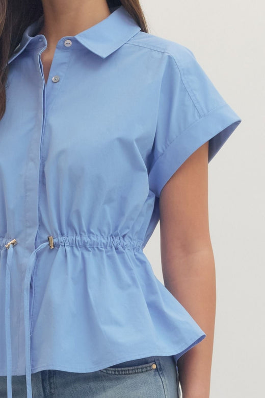 Cap Sleeve Drawstring Shirt
