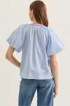 Plaid Flutter Sleeve Top