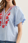 Plaid Flutter Sleeve Top