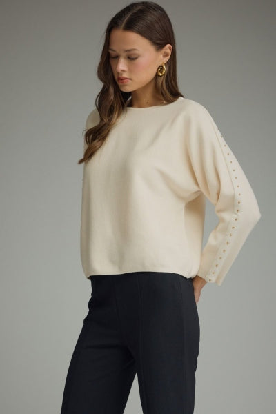Studded Sleeve Knit Top