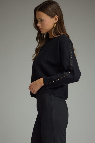 Studded Sleeve Knit Top