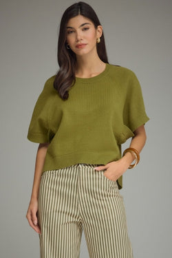 Olive Green Short Sleeve Sweater