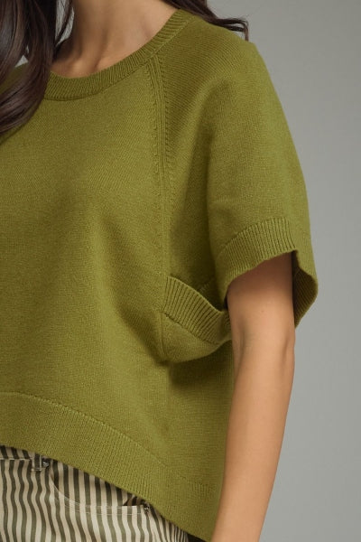 Olive Green Short Sleeve Sweater