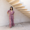 Burgundy Color Block Floral Maxi Dress