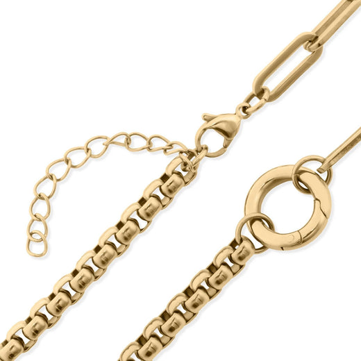 18k Gold Stainless Steel Box Paperclip Charm Holder Necklace