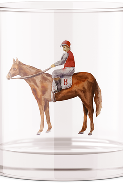 Standing Horse Horse Racing Bourbon Whiskey Rocks Glass