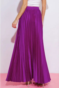 Satin Pleated Maxi Skirt