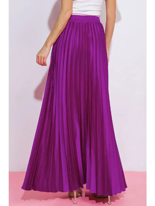 Satin Pleated Maxi Skirt