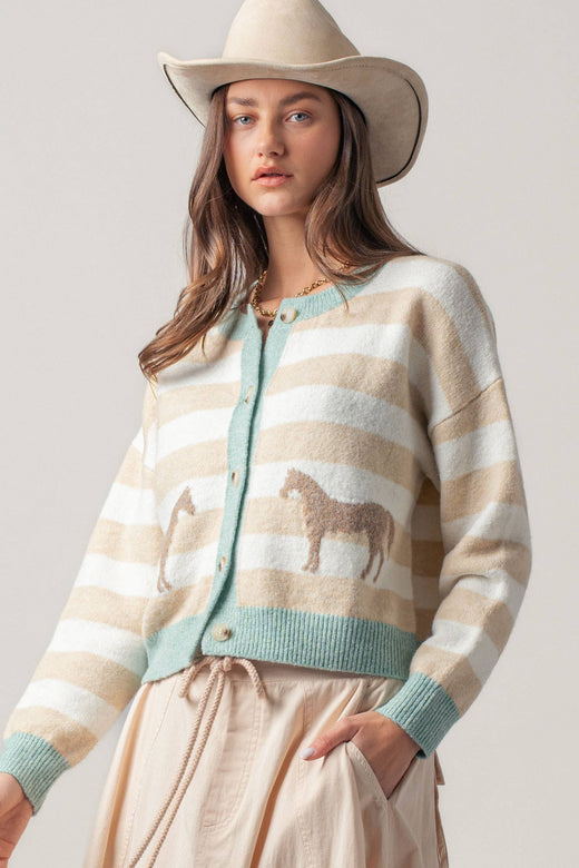 Horse Striped Cardigan