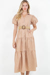 Belted Puff Sleeve Shirt Dress